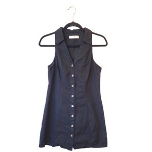 MNG Women's Black Linen Collared Mini Dress Size US 6